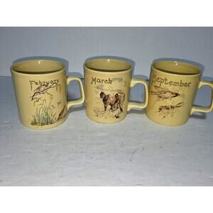 3 COUNTRY DIARY OF AN EDWARDIAN LADY MARCH KILN CRAFT STAFFORDSHIRE ENGLAND MUGS
